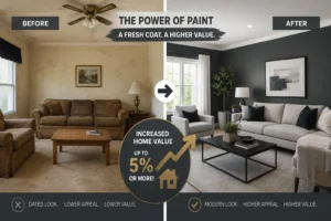 Should You Repaint Your House Before Selling It before and after home repainting showing increased property value